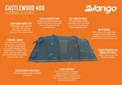 Vango Castlewood 400 (Poled) Tent 2023 (Incl. Footprint) 9 Vango Castlewood 400 (Poled) Tent 2023 (Incl. Footprint) -Vango castlewood 400 dimensions image 1