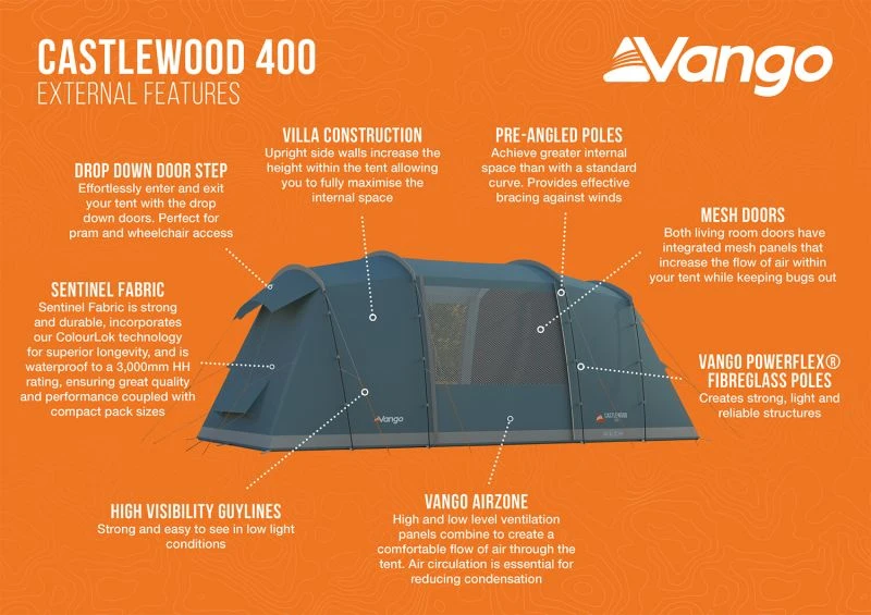 Vango Castlewood 400 (Poled) Tent 2023 (Incl. Footprint) 5 Vango Castlewood 400 (Poled) Tent 2023 (Incl. Footprint) - Image 3