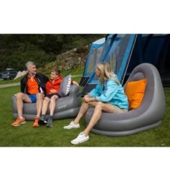 Vango Inflatable Flocked Sofa - Grey -Vango inflatable sofa