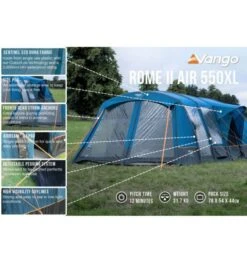 Vango Rome II Air 550XL Airbeam Tent 2023 (Incl. Footprint) -Vango rome ii air 550xl 2